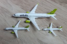 Herpa: модели самолета CS-300 (Airbus A220-300) авиакомпании airBaltic